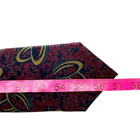 Enrico Guccini 90s 80s Vintage 100% Silk Maroon & Olive Green Men's Neck Tie - Picture 5 of 6